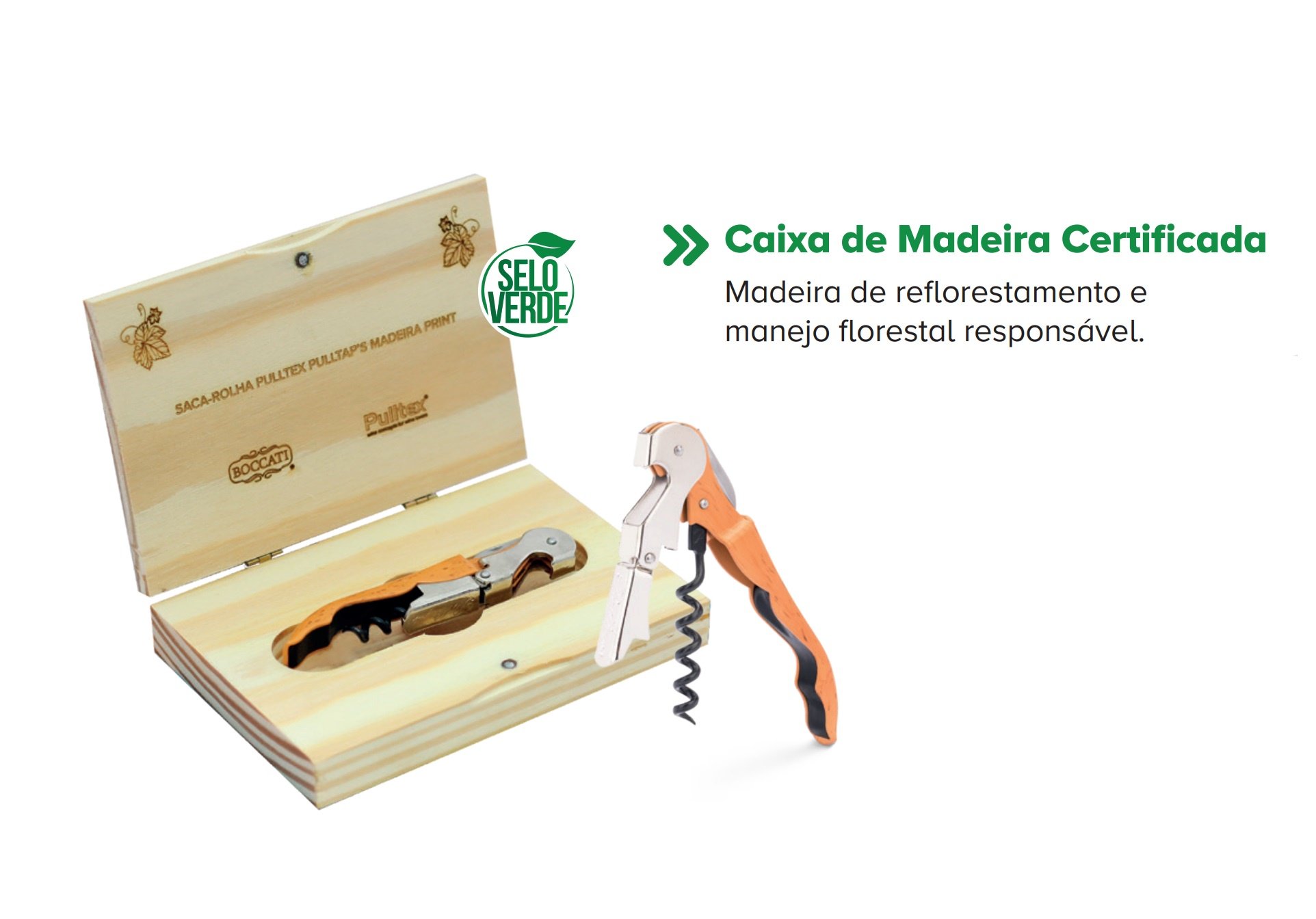 Saca Rolha Abridor de Garrafa Pulltex Pulltaps Madeira Print - 2