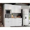 Ver imagem 1 de Kit de Cozinha Modulada 4 Peças (1 Aéreo. 1 Balcão, 1 Paneleiro, 1 Complemento) Branco - Henn
