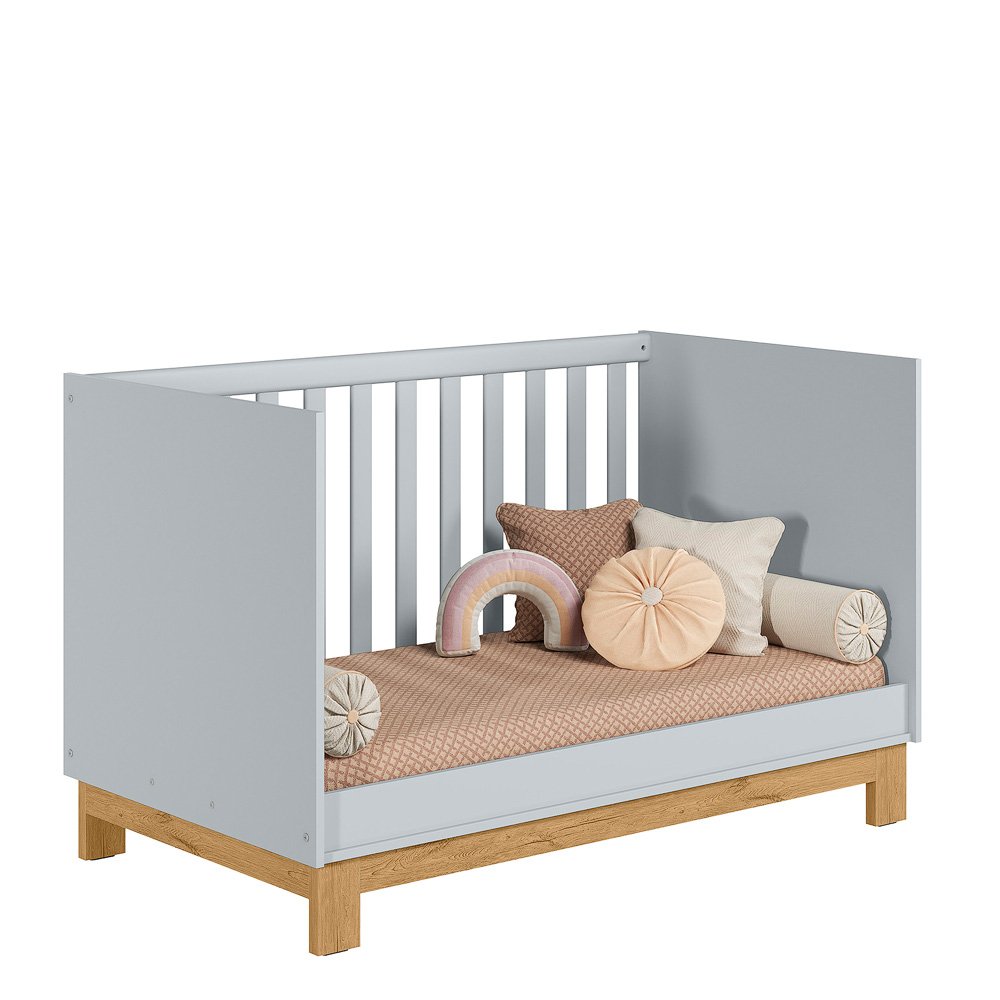 Quarto de Bebê com Roupeiro 4340 e Berço Mini Cama 4315 Cinza Acetinado Patoti Móveis - 4