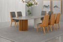 Ver imagem 1 de Conjunto Jantar 8 Cadeiras Maciça 2x1 Pilar Vdo- Arbo Design - Cinamomo Off White - Linho Chumbo