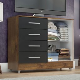 Comoda Gisele 4 Gavs 2 Portas Castanho/onix - 3