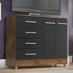 Comoda Gisele 4 Gavs 2 Portas Castanho/onix - 2