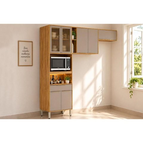 Cozinha Completa 3 Peças Plena CZ309 Cinamon/Nude Demóbile