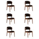 Ver imagem 1 de Kit 6 Cadeiras Decorativa Sala de Jantar Luxo Luna Facto Marrom - Mozzelar