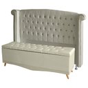 Ver imagem 1 de Kit Cabeceira de Cama Box e Calçadeira Baú Luxo Queen 160 Cm Suede Porcelana Eli Móveis