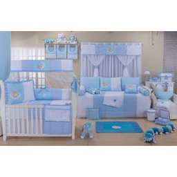 Kit Berço Completo Urso Sapeca para Menino Azul 35 Peças - 1