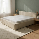 Ver imagem 3 de Cama King no Chão com Cabeceira Estofada Quarto Lançamento:linho Ocre