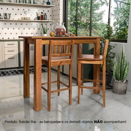 Balcão 1,30m para Bar Rústico Decorativo em Madeira Maciça - Natural - 2