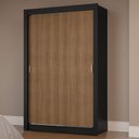 Ver imagem 1 de Guarda-roupa Solteiro 2 Portas de Correr Preto/rustic Milano Madesa Preto/rustic