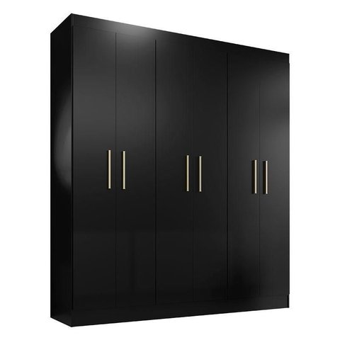 Guarda Roupa Casal Ipê 6 Portas Preto Fosco - Kits Paraná