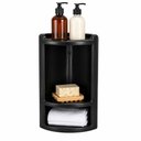 Ver imagem 1 de Porta Shampoo Parede Cantoneira Banheiro Duplo Organizador Canto Prateleira Preto Multiuso Suporte