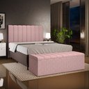 Ver imagem 1 de Kit Cabeceira Cama Box Casal 140cm e Calçadeira Recamier Baú Dália W01 Linho Rosa - Lyam Decor
