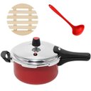 Ver imagem 1 de Panela de Pressão 3 Litros Antiaderente Fechamento Externo + Descanso Redondo + Concha de Silicone V