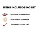 Ver imagem 2 de Panela de Pressão 3 Litros Antiaderente Fechamento Externo + Descanso Redondo + Concha de Silicone V