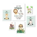 Ver imagem 1 de Kit 6 Quadros Quarto Infantil Safari - Cristão:madeira Preta