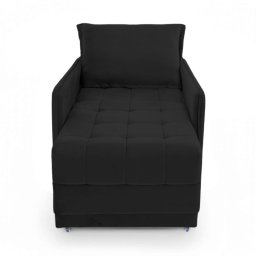 Poltrona Cama Reclinável Retrátil Viena Veludo Preto - Loja Sheep - 5