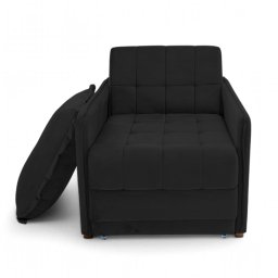 Poltrona Cama Reclinável Retrátil Viena Veludo Preto - Loja Sheep - 1
