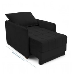 Poltrona Cama Reclinável Retrátil Viena Veludo Preto - Loja Sheep - 7