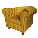 Ver imagem 2 de Uma Namoradeira Chesterfield Luiz XV + Uma Poltrona Luiz XV Suede Amarelo