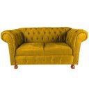Ver imagem 1 de Uma Namoradeira Chesterfield Luiz XV + Uma Poltrona Luiz XV Suede Amarelo