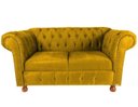 Ver imagem 1 de Uma Namoradeira Chesterfield Luiz XV + Uma Poltrona Luiz XV Suede Amarelo
