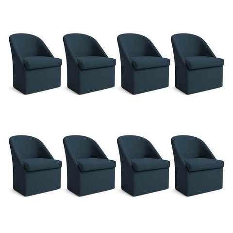 Kit 8 Poltronas Decorativa Malli Veludo - Pallazio Cor:Azul Marinho