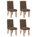 Ver imagem 1 de Conjunto com 4 Cadeiras Estofadas para Mesa de Jantar Sara MDF Freijó Linho Canela DJ Móveis