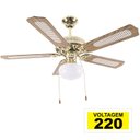 Ver imagem 1 de Ventilador de Teto Hl-08 1 Globo E-27 5 Pás Reversiveis Dourado 220V