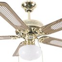 Ver imagem 2 de Ventilador de Teto Hl-08 1 Globo E-27 5 Pás Reversiveis Dourado 220V