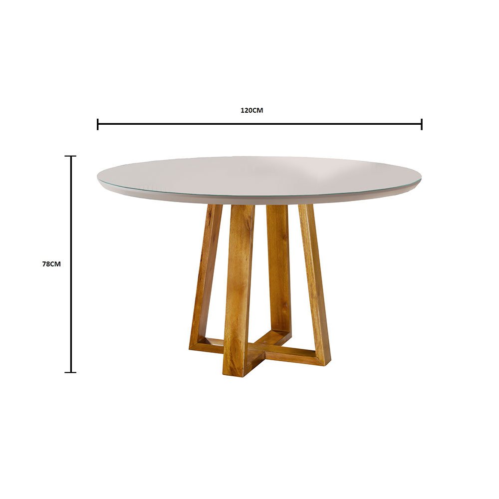 Conjunto Cristal Mesa Redonda 1,2 M e 4 Cadeiras Madeira Maciça Móveis Mundial Móveis Mix - 5