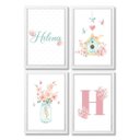 Ver imagem 1 de 4 Quadros Decorativos Moldura e Vidro - Menina Aquarela Flor:branca
