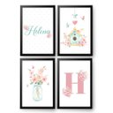 Ver imagem 2 de 4 Quadros Decorativos Moldura e Vidro - Menina Aquarela Flor:branca
