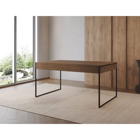 Mesa Industrial Filadélfia 120x75 Ferro Preto Tampo Amêndoa