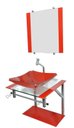 Ver imagem 2 de Gabinete de Vidro 40cm para Banheiro Cuba Chanfrada Vermelho - Dahora