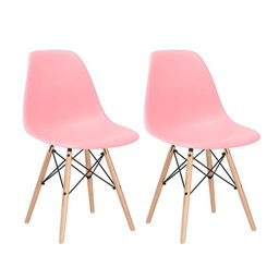 Kit 2 Cadeiras Charles Eames Eiffel Dsw - Rosa - Madeira Clara - 1