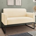 Ver imagem 2 de Kit Namoradeira e 2 Poltronas Decorativas Base Industrial Preta Maressa S03 Suede Bege - Ibiza