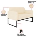 Ver imagem 3 de Kit Namoradeira e 2 Poltronas Decorativas Base Industrial Preta Maressa S03 Suede Bege - Ibiza