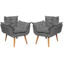 Ver imagem 1 de Kit 2 Poltronas Decorativas Reforçadas para Sala Alice para Recepção Manicure Escritório Suede