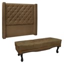 Ver imagem 1 de Kit Cabeceira e Calçadeira Recamier Queen 1,60m Caramelo