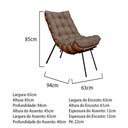 Ver imagem 3 de Poltrona com Puff Costela Sala Quarto Recepção Escritório Esqueleto Base Fixa Linho Marrom