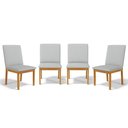Ver imagem 1 de Kit com 4 Cadeiras Daniela Madeira Maciça Estofada para Mesa de Jantar Linho Cinza 407
