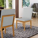 Ver imagem 6 de Kit com 4 Cadeiras Daniela Madeira Maciça Estofada para Mesa de Jantar Linho Cinza 407