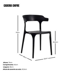 Kit 6 Cadeiras de Jantar Chifre Preta – Design Moderno em Polipropileno para Sala e Cozinha - 7