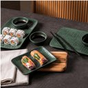 Ver imagem 2 de Conjunto 20 Pçs Mesa Posta Sushi Cerâmica Verde Porto Brasil Travessas Molheiras Ramekins Copos
