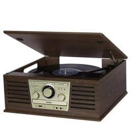 Rádio Vintage Cd Toca Discos Vinil FM USB Bluetooth - 4