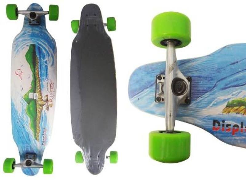 Long Board Skate Rolamento Abec Rodas e Lixa e Shape Azul e Verde (skt-10) - 1