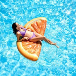 Bóia Colchão inflável Bronzeador para Piscina Laranja Fatia Intex