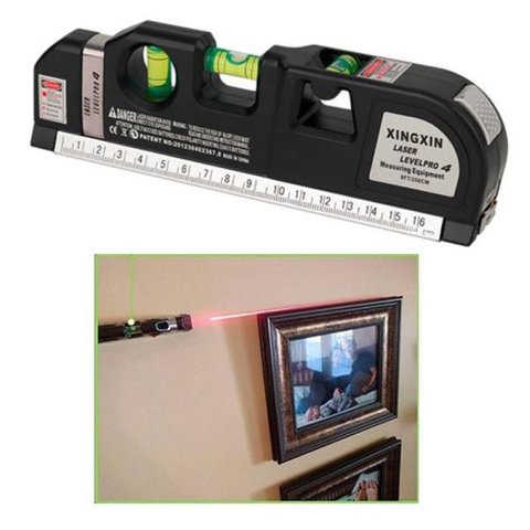 Trena Nivel a Laser Profissional 2.5m Medidor Nivelador Prateleira Painel Parede
