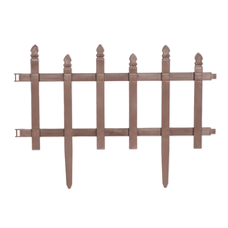 Kit com 1,4m de Cerca Estilo Madeira Plástica Decorativa para Jardim e Canteiro - Marrom - 1