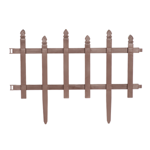 Kit com 1,4m de Cerca Estilo Madeira Plástica Decorativa para Jardim e Canteiro - Marrom